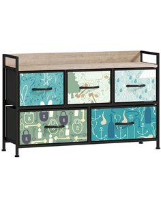 HOMCOM 5-Drawer Chest of Drawers - Blue