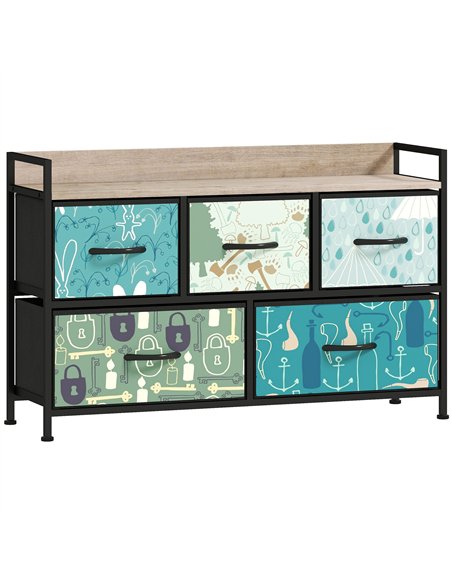 HOMCOM 5-Drawer Chest of Drawers - Blue - pic 165015 | FastDaddyshop