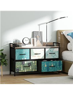 HOMCOM 5-Drawer Chest of Drawers - Blue 2