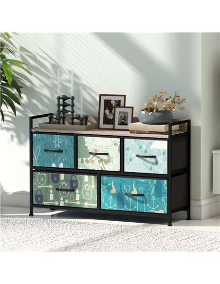 HOMCOM 5-Drawer Chest of Drawers - Blue - pic 165022 | FastDaddyshop
