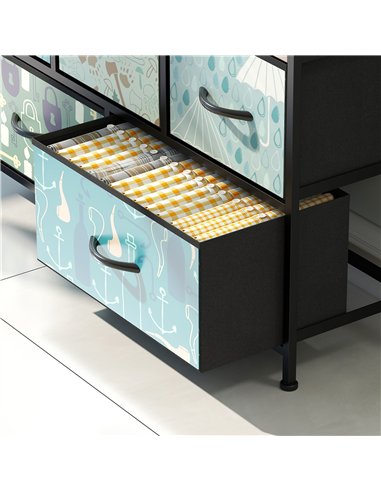 HOMCOM 5-Drawer Chest of Drawers - Blue