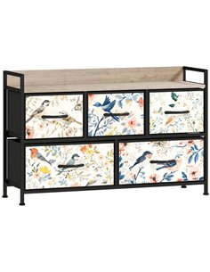 HOMCOM 5-Drawer Chest of Drawers - White