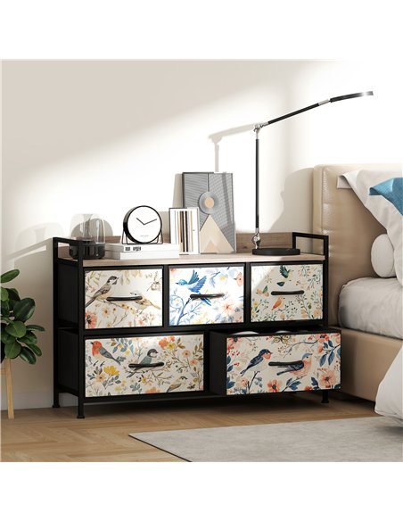 HOMCOM 5-Drawer Chest of Drawers - White - pic 165025 | FastDaddyshop
