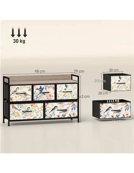 HOMCOM 5-Drawer Chest of Drawers - White - pic 165026 | FastDaddyshop