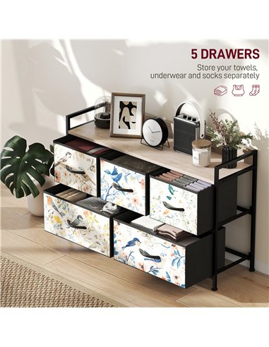 HOMCOM 5-Drawer Chest of Drawers - White