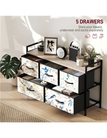 HOMCOM 5-Drawer Chest of Drawers - White - pic 165027 | FastDaddyshop