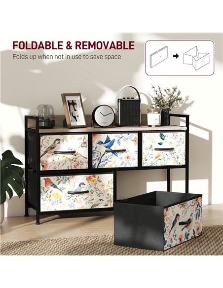 HOMCOM 5-Drawer Chest of Drawers - White - pic 165029 | FastDaddyshop