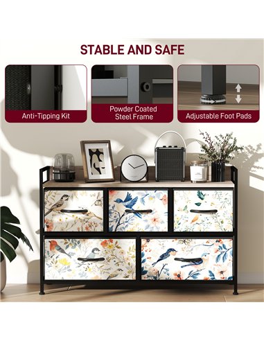HOMCOM 5-Drawer Chest of Drawers - White