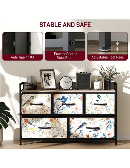 HOMCOM 5-Drawer Chest of Drawers - White - pic 165030 | FastDaddyshop