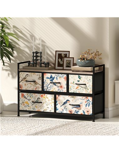 HOMCOM 5-Drawer Chest of Drawers - White