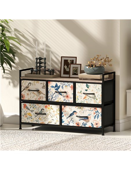 HOMCOM 5-Drawer Chest of Drawers - White - pic 165031 | FastDaddyshop
