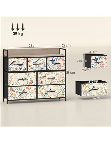 HOMCOM 7-Drawer Chest of Drawers - White