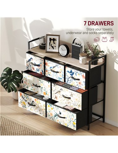 HOMCOM 7-Drawer Chest of Drawers - White