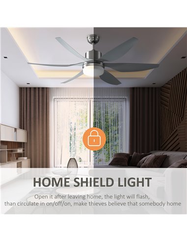 Homcom Reversible Ceiling Fan with Light, 6 Blades, Remote, Silver
