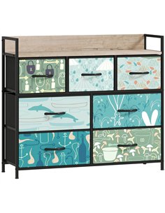 HOMCOM 7-Drawer Chest of Drawers - Blue
