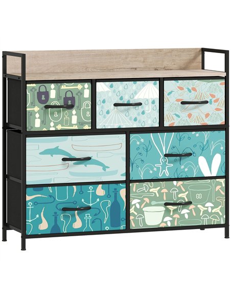 HOMCOM 7-Drawer Chest of Drawers - Blue - pic 165042 | FastDaddyshop