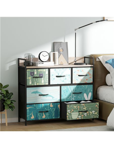 HOMCOM 7-Drawer Chest of Drawers - Blue - pic 165043 | FastDaddyshop