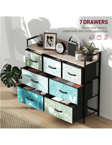 HOMCOM 7-Drawer Chest of Drawers - Blue