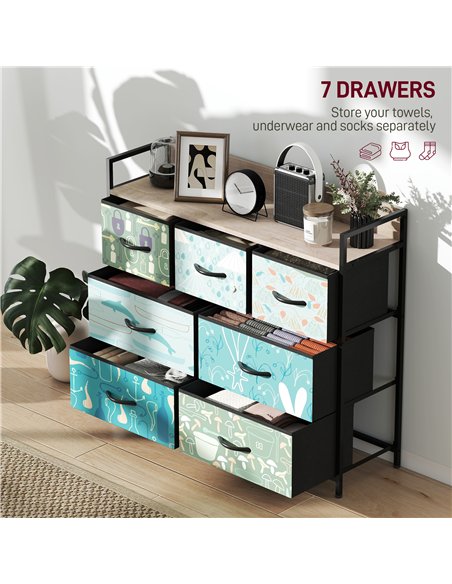 HOMCOM 7-Drawer Chest of Drawers - Blue - pic 165045 | FastDaddyshop