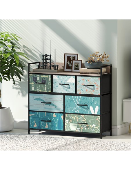 HOMCOM 7-Drawer Chest of Drawers - Blue - pic 165049 | FastDaddyshop