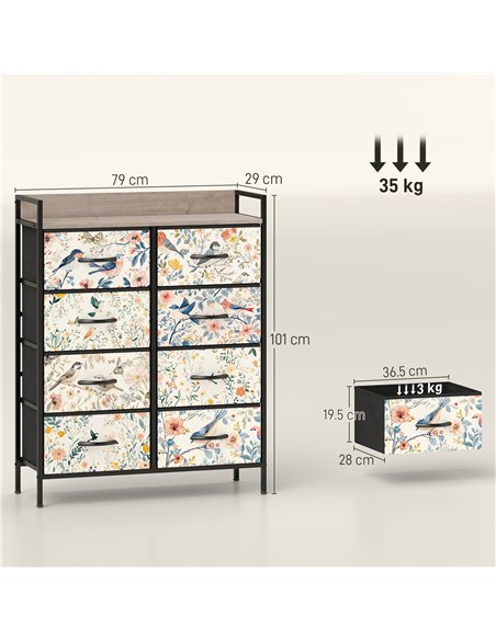 HOMCOM 8-Drawer Chest of Drawers - White - pic 165053 | FastDaddyshop