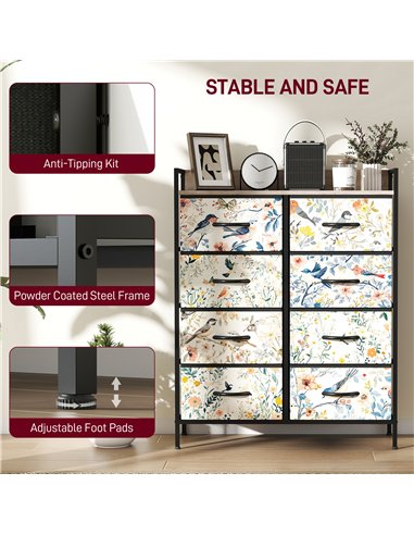 HOMCOM 8-Drawer Chest of Drawers - White