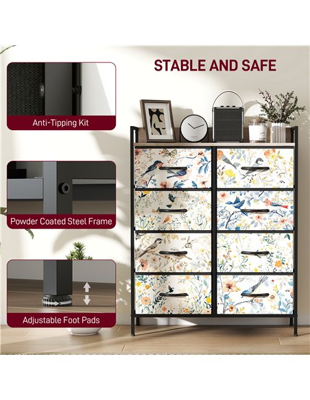 HOMCOM 8-Drawer Chest of Drawers - White - pic 165057 | FastDaddyshop