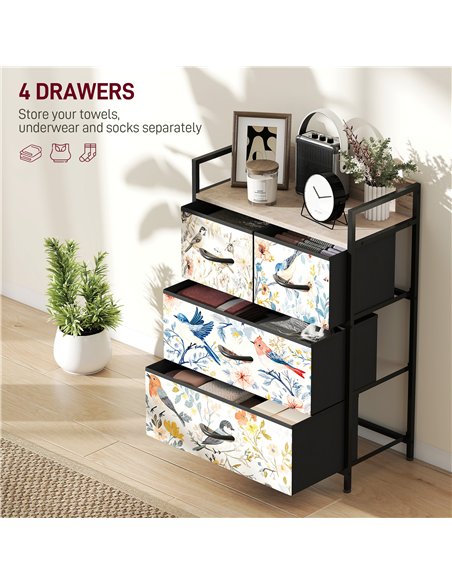 HOMCOM 4-Drawer Chest of Drawers - White - pic 165063 | FastDaddyshop
