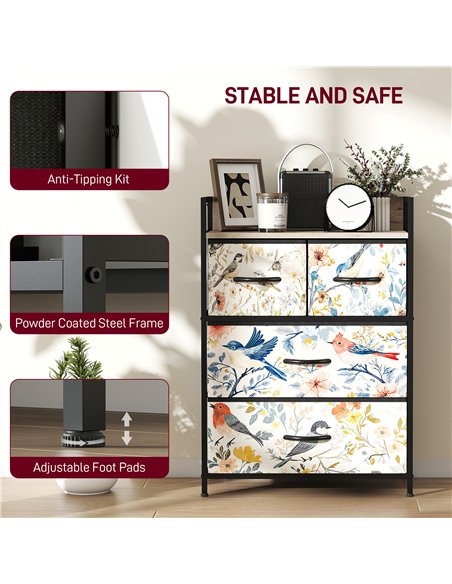 HOMCOM 4-Drawer Chest of Drawers - White - pic 165066 | FastDaddyshop