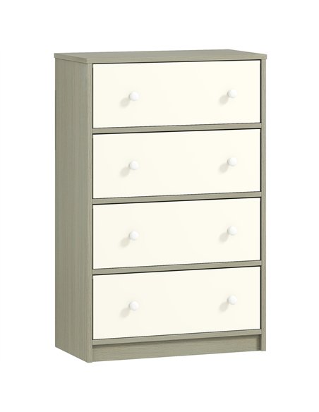 HOMCOM 4-Drawer Fabric Dresser, White/Grey - 83D-036V00WT - pic 165069 | FastDaddyshop