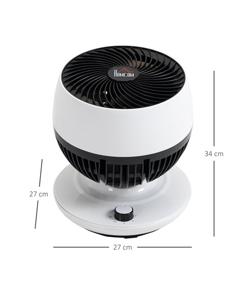 Homcom Room Air Circulator Desk Fan with 3 Speed, Oscillating, White - pic 16507 | FastDaddyshop