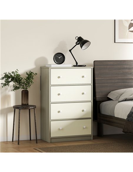 HOMCOM 4-Drawer Fabric Dresser, White/Grey - 83D-036V00WT - pic 165070 | FastDaddyshop