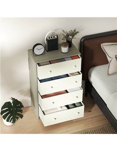 HOMCOM Chest of Drawers, Dresser with 4 Fabric Drawers - White and Grey - pic 165075 | FastDaddyshop