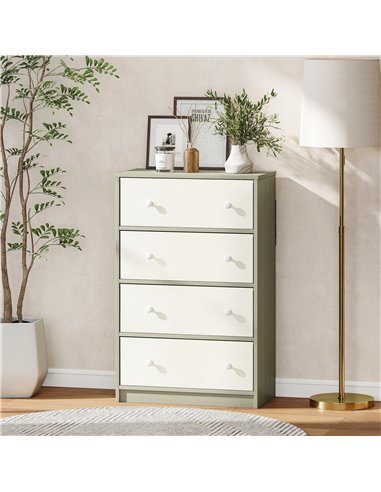 HOMCOM Chest of Drawers, Dresser with 4 Fabric Drawers - White and Grey