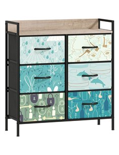 HOMCOM 6-Drawer Chest of Drawers - Blue