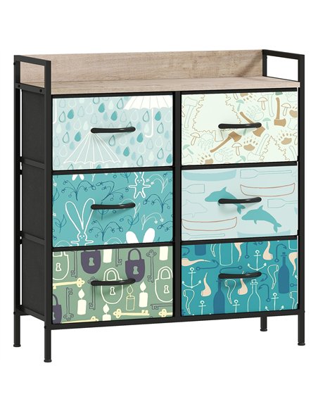 HOMCOM 6-Drawer Chest of Drawers - Blue - pic 165078 | FastDaddyshop