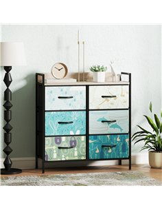 HOMCOM 6-Drawer Chest of Drawers - Blue 2