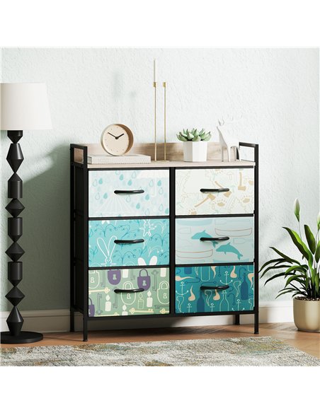 HOMCOM 6-Drawer Chest of Drawers - Blue - pic 165079 | FastDaddyshop