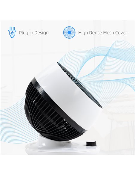 Homcom Room Air Circulator Desk Fan with 3 Speed, Oscillating, White - pic 16508 | FastDaddyshop