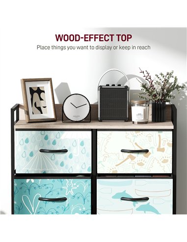 HOMCOM 6-Drawer Chest of Drawers - Blue