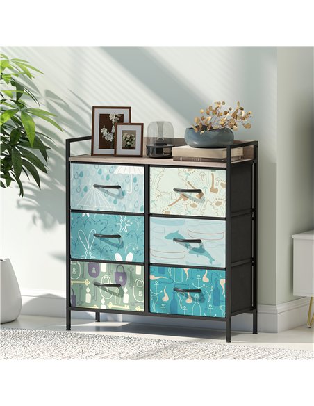 HOMCOM 6-Drawer Chest of Drawers - Blue - pic 165085 | FastDaddyshop