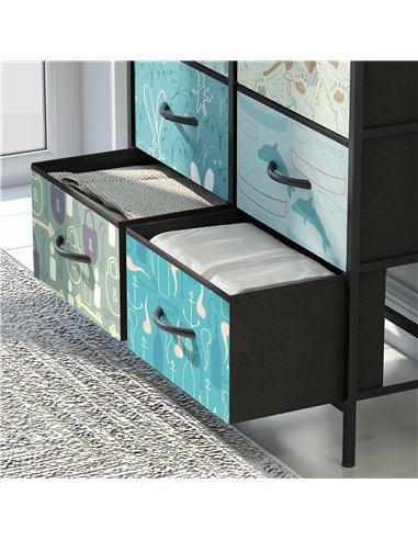 HOMCOM 6-Drawer Chest of Drawers - Blue