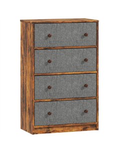 HOMCOM Fabric Chest of Drawers, Grey/Rustic Brown - 83D-036V00GY