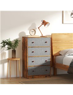 HOMCOM Fabric Chest of Drawers, Grey/Rustic Brown - 83D-036V00GY 2