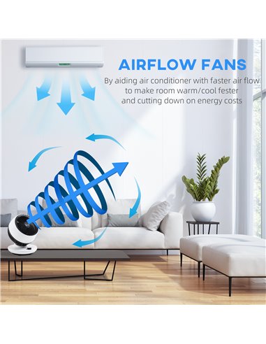 Homcom Room Air Circulator Desk Fan with 3 Speed, Oscillating, White