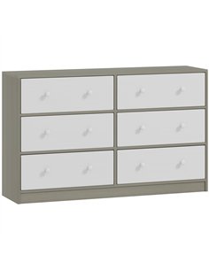 HOMCOM 6-Drawer Fabric Dresser, White/Grey - 83D-037V00WT