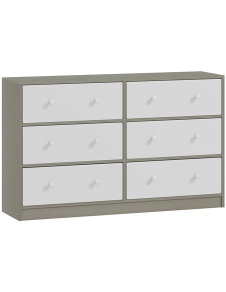 HOMCOM 6-Drawer Fabric Dresser, White/Grey - 83D-037V00WT - pic 165096 | FastDaddyshop