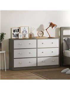 HOMCOM 6-Drawer Fabric Dresser, White/Grey - 83D-037V00WT 2