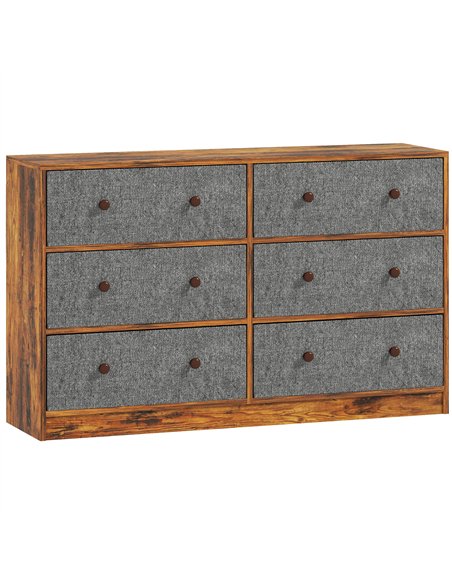 HOMCOM 6-Drawer Fabric Dresser, Grey/Rustic Brown 83D-037V00GY - pic 165105 | FastDaddyshop