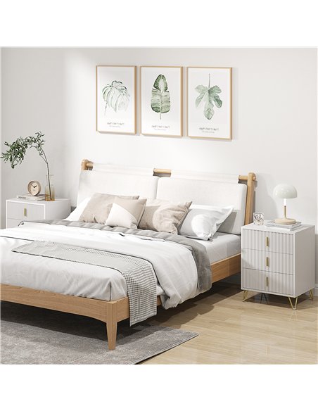 HOMCOM Set of 2 Elegant Chest of Three Drawers - White/Gold-Tone - pic 165115 | FastDaddyshop